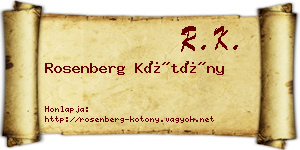 Rosenberg Kötöny névjegykártya